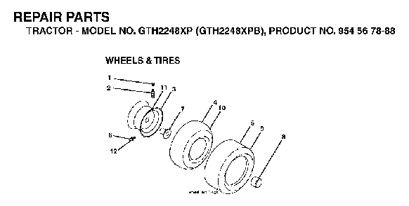 Wheels And Tires Diagram and Parts List for GTH2248XP (GTH2248 XPB, 954567888)(2003-05) Husqvarna Lawn Tractor