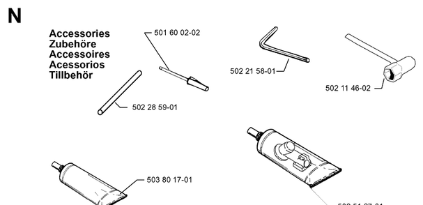 Accessories Diagram and Parts List for 322E 19994000001-20010100000 Husqvarna Edger