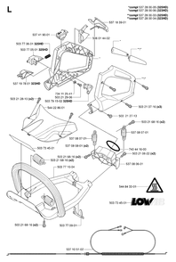 Handle And Controls Diagram and Parts List for 325HD75X 20062300001 - 20081400000 Husqvarna Hedge Trimmer