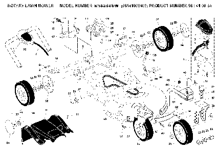 Product Complete Diagram and Parts List for R152SVSW (96141006403, 961410064)(2008-02) Husqvarna Lawn Mower