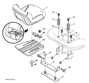 Seat Diagram and Parts List for YTA19K42 (96043014201)(2012-12) Husqvarna Lawn Tractor