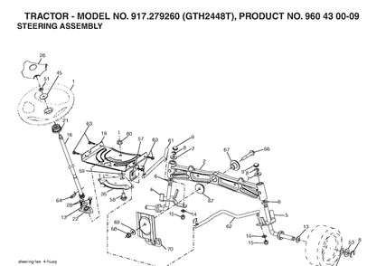 Steering Diagram and Parts List for GTH2448T (917279260)(2006-06) Husqvarna Lawn Tractor