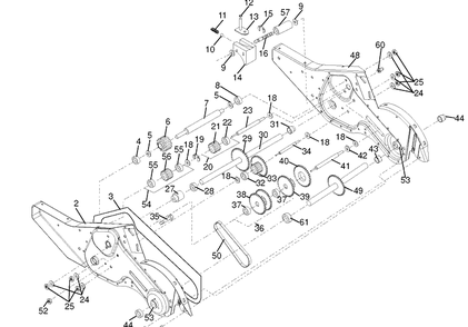 Transmission Diagram and Parts List for DRT900E (96093001400)(2009-11) Husqvarna Tiller