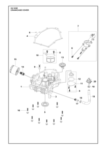 Crankcase Cover Diagram and Parts List for HV635E  Husqvarna Engine
