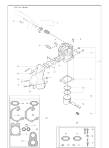 Cylinder Assembly And Muffler And Muffler Mounting Kit And Gasket Kit Diagram and Parts List for K760CUT-N-BREAK 2009-11 Husqvarna Table Saw Accessories