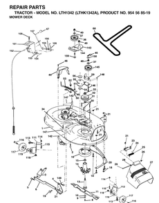 Mower Deck / Cutting Deck Diagram and Parts List for LTH1342-LTHK1342A 2002-01 Husqvarna Lawn Tractor