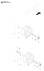 Wheels And Tires Diagram and Parts List for R11R (966830401)(2009-04) Husqvarna Lawn Tractor