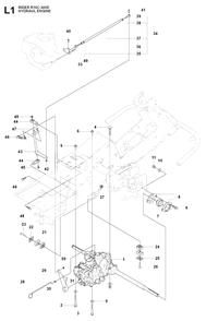 Hydraulic Pump - Motor 2 Diagram and Parts List for R16CAWD (966830301)(2009-04) Husqvarna Lawn Tractor