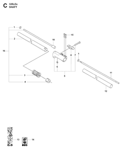 Shaft And Handle 2 Diagram and Parts List for 325LDX 20080900001 & Above Husqvarna Trimmer