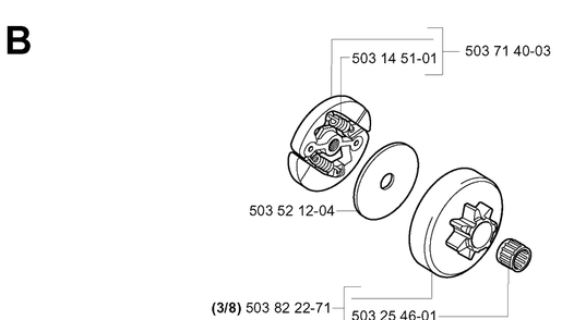 Clutch Diagram and Parts List for 338XPT 20031800001-20034400000 Husqvarna Chainsaw