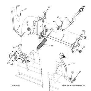 Mower Lift / Deck Lift Diagram and Parts List for YTH21K46 (96043012000)(2010-11) Husqvarna Lawn Tractor