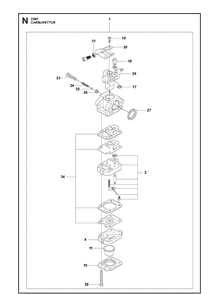 Carburetor Diagram and Parts List for 226K  Husqvarna Brush Cutter