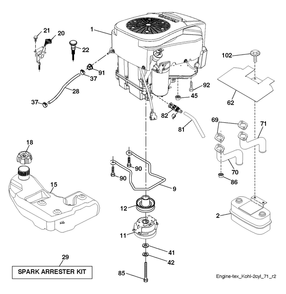 Engine Diagram and Parts List for LGT54DXL  Husqvarna Lawn Tractor