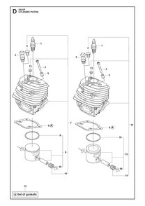 Cylinder Piston Diagram and Parts List for 562XP-562XPG 562 XP W - 562 XP GW Husqvarna Chainsaw