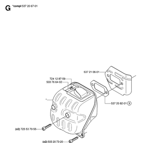 Muffler Diagram and Parts List for 575XP 20070100001-Current Husqvarna Chainsaw