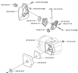Air Filter / Carburetor Diagram and Parts List for 325HD60 (X-SERIES)(2002-06) Husqvarna Hedge Trimmer