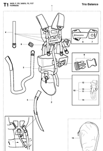 Harness 2 Diagram and Parts List for 345RX 20103600001-20144899999 Husqvarna Brush Cutter
