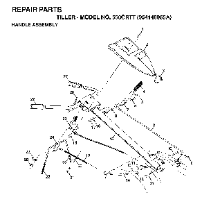 Handle And Controls Diagram and Parts List for 550CRTT (954140065A)(1998-02) Husqvarna Tiller