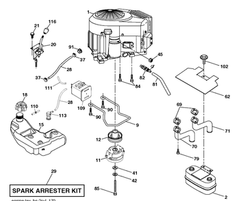 Engine Diagram and Parts List for TS148X (96043031200)(2020-06) Husqvarna Lawn Tractor