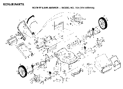 Product Complete Diagram and Parts List for 56H (954140041A)(1998-02) Husqvarna Lawn Mower