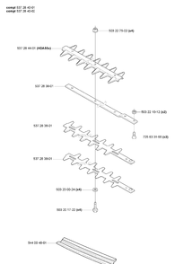 Cutting Blades Diagram and Parts List for HA110 2005-10 Husqvarna Hedge Trimmer