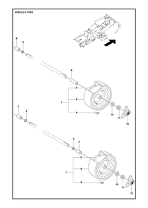 Wheels And Tires Diagram and Parts List for R216TAWD2018-2021  Husqvarna Lawn Tractor