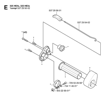 Controls Diagram and Parts List for 325HDA55 (X-SERIES)(20054000001-Current) Husqvarna Hedge Trimmer