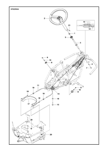 Steering Diagram and Parts List for R112C (967178402)(2021-01) Husqvarna Lawn Mower