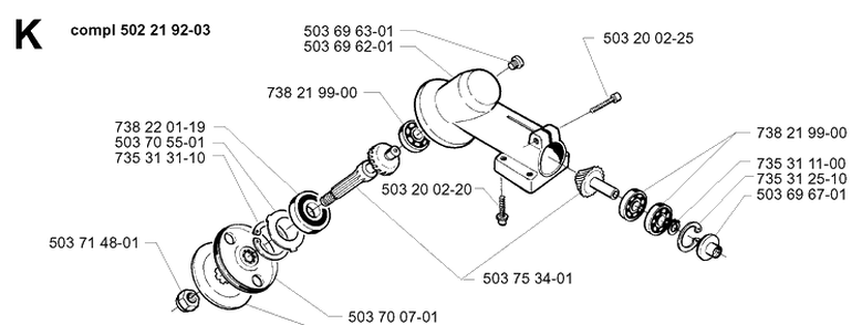 Steering Column Diagram and Parts List for 225R 19962200001-19970500000 Husqvarna Brush Cutter