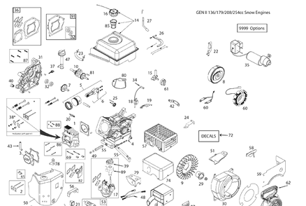 Engine Diagram and Parts List for ST324  Husqvarna Snow Blower