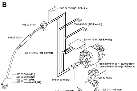 Part Location Diagram of 508043941 Husqvarna Printed Circuit Board