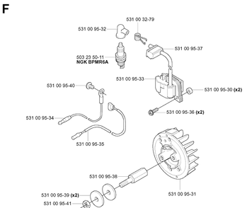 Ignition System Diagram and Parts List for 125BT (TH026D-AC57)(20041800001-Current) Husqvarna Leaf Blower / Vacuum