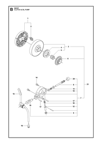 Clutch And Oil Pump Diagram and Parts List for 562XP-562XPG 562 XP W - 562 XP GW Husqvarna Chainsaw