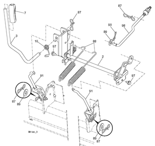 Mower Lift / Deck Lift Diagram and Parts List for YTH24V54-289640 2010-05 Husqvarna Lawn Tractor