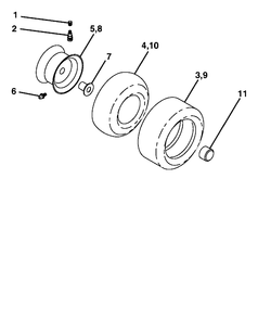 Wheels And Tires Diagram and Parts List for YTH2448 (96015000103)(2005-01) Husqvarna Lawn Tractor