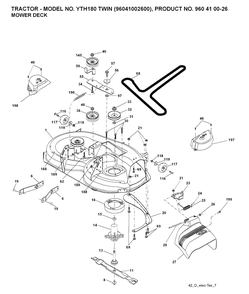 Mower Deck / Cutting Deck Diagram and Parts List for YTH180 (96041002600)(2007-02) Husqvarna Lawn Tractor