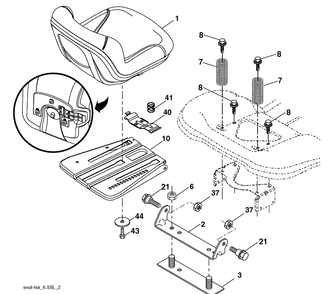Seat Assembly Diagram and Parts List for YTH20K46 (917289542)(2010-01) Husqvarna Lawn Mower