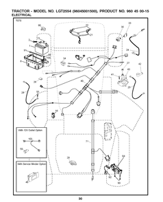 Electrical Diagram and Parts List for LGT2554 2009-01 Husqvarna Lawn Tractor