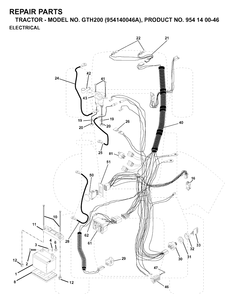 Electrical Diagram and Parts List for GTH200 (954140046A)(1998-09) Husqvarna Lawn Tractor