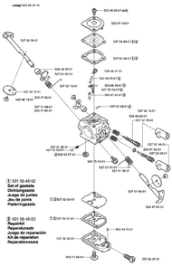 Carburetor Parts Diagram and Parts List for 325CX 2002-01 Husqvarna Trimmer