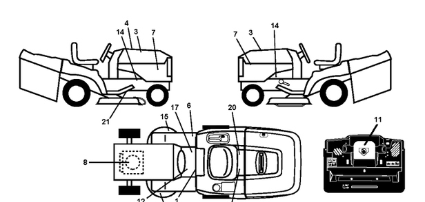 Decals Diagram and Parts List for CTH150 (96061018103)(2008-09) Husqvarna Lawn Tractor
