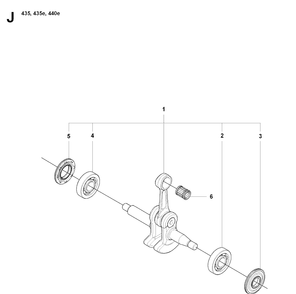 Crankshaft Diagram and Parts List for 435 20081800001-20090400000 Husqvarna Chainsaw