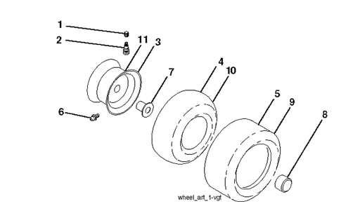 Wheels Tires Diagram and Parts List for LT2223A2 (96041014401)(2010-02) Husqvarna Lawn Tractor