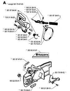 Chain Brake Diagram and Parts List for 42 19941400001-19944900000 Husqvarna Chainsaw