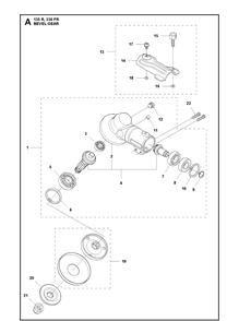 Bevel Gear Diagram and Parts List for 135R  Husqvarna Brush Cutter