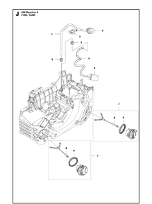 Fuel Tank Diagram and Parts List for 460 RANCHER II Husqvarna Chainsaw