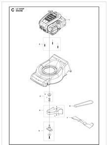 Engine Diagram and Parts List for LC140SP 970488201 Husqvarna Lawn Mower