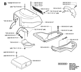 Hood Diagram and Parts List for R15-V2 (953533701)(2006-01) Husqvarna Lawn Tractor