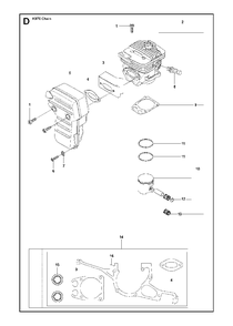 Cylinder, Piston And Muffler Diagram and Parts List for K970CHAIN 2011-12 Husqvarna Circular Saw