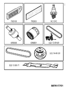 Frequently Used Parts Diagram and Parts List for TS243T (96041041300)(2017-10) Husqvarna Lawn Tractor